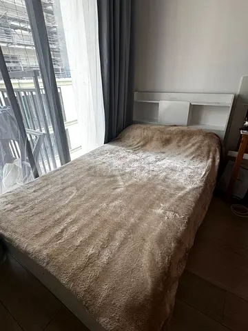 Single bed with built-in headboard shelving - good condition 120х200