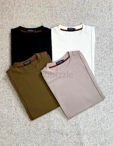 Zegna Crew Neck T-Shirts — Black, White, Olive, Beige, (SUPER MASTER QUALITY)