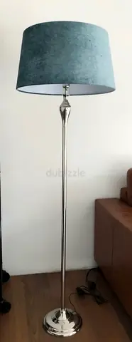 Floor lamp petrol-turquoise, chrome-plated