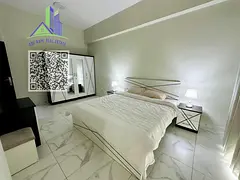 An exceptionally luxurious and upscale one-bedroom apartment with a living room, featuring brand-new
