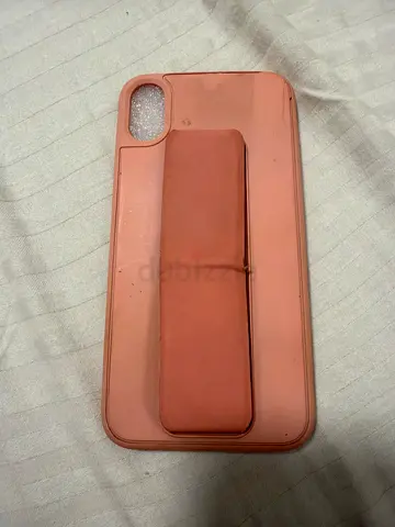 Pink silicone iPhone X/XS case with kickstand