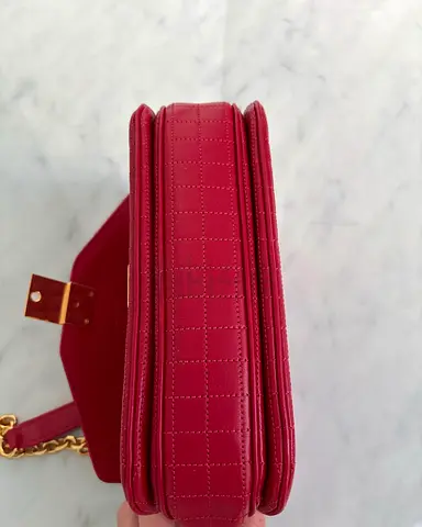 CELINE Red Quilted Chain Shoulder Bag - Compact Crossbody