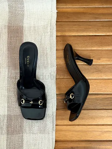 Black Gucci Horsebit Patent Leather Mule Heels - Size US (please check)