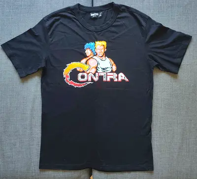 Bonkers Label Oversized Contra Video Game T Shirt India Graphic Print Black Streetwear Size S OOP.