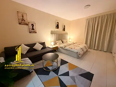 Luxury second-occupancy studio with separate kitchen and sea view. Fully furnished. ✨ Ajman Corniche. For monthly rent. Rent includes