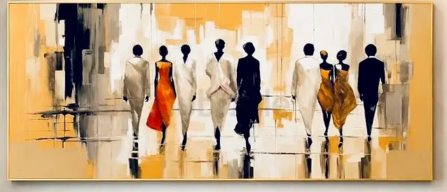 Abstract Canvas Wall Art - People Walking Print 100 x 150 cm (Brand New)
