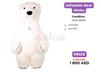 Large Inflatable White Bear Costume (Used, Working)