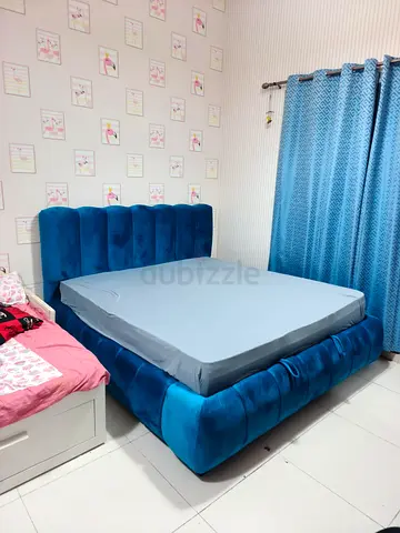 Statement Blue Bed | Plush Upholstered Bedroom Design