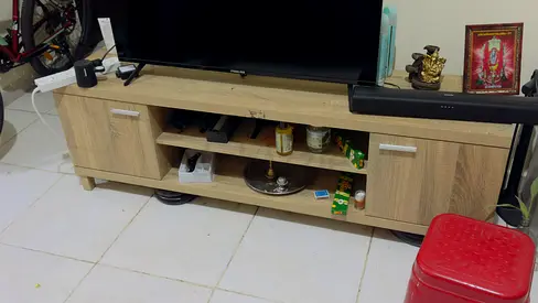 Light wood TV stand / entertainment unit with storage