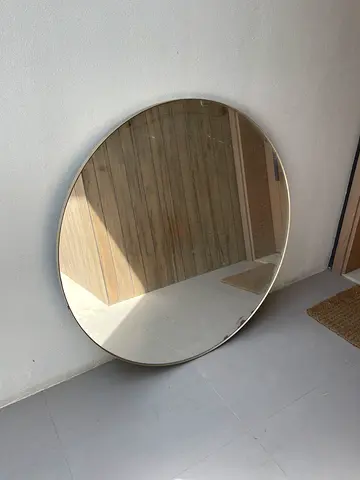Large Round Wall Mirror with Thin Metal Frame