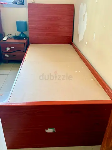 Single Bed Frame with Wood Finish and Headboard