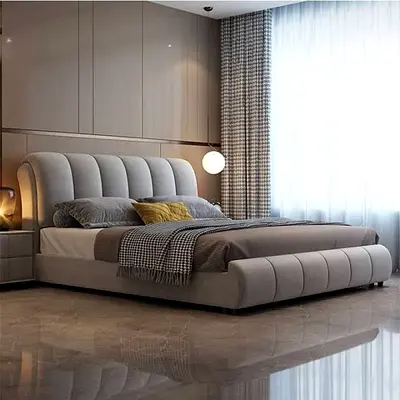 Modern Upholstered King Bed with Low Profile Frame