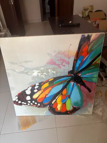 Large Colorful Butterfly Canvas Painting - Single Panel