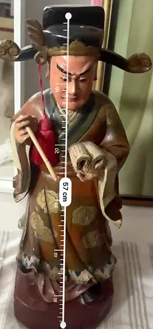 Vintage Chinese Scholar Statue - Hand-Painted Ceramic, 57 cm