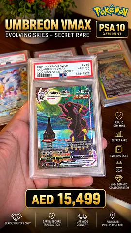 PSA 10 Umbreon VMAX — 2021 Evolving Skies Secret Rare Pokémon Card