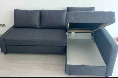Grey L-shaped Storage Sofa Bed - Right Chaise, Good Condition