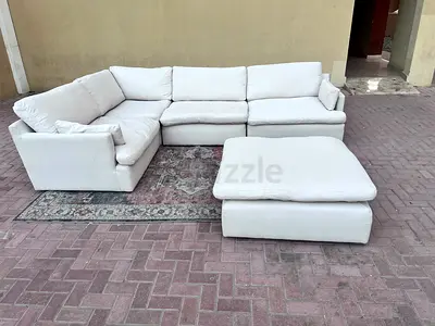 Home Center swin feather 🪶 filled modular sofa with footstool