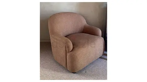 Comfortable Light Brown Upholstered Armchair - Very Good Condition