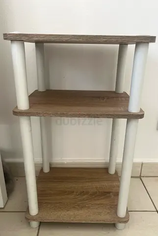 3-Tier Storage Shelf / Side Table – Wood & White