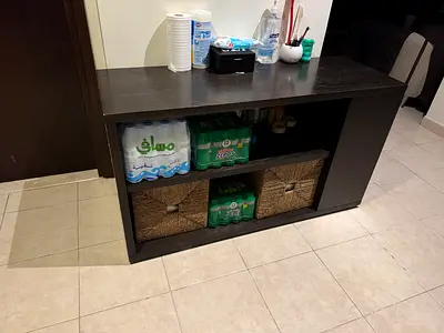Dark Wood Side Console Shelf Unit - 2 Open Shelves