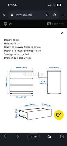 IKEA 3-Drawer Chest