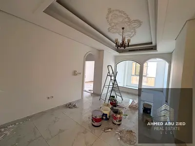 Master bedroom, living room, majlis, 2 bathrooms, wall closets, balcony with open view, central A/C