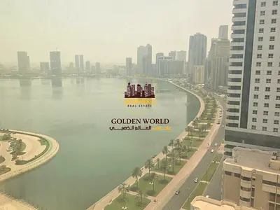 3BR apartment in Al Majaz 3, Sharjah, with free AC, master & maid rooms, 4 bathrooms, balcony, parking, open view. AED 94,900/year.