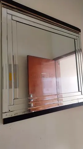 Large Wall Mirror with Decorative Beveled Frame - Good Condition