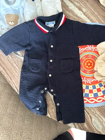Jacadi Navy quilted baby romper - size3 months