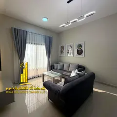 Luxury apartment, second occupancy, one bedroom, living room with open balcony. Ajman Corniche. Full