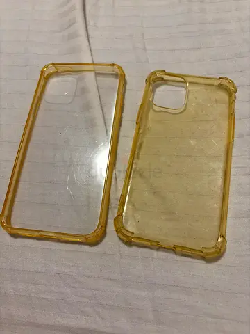 Pair of clear yellowed iPhone 11 cases