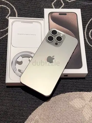 iPhone 15 Pro Max Natural Titanium - Excellent Condition with Box & Charger from Apple Store UAE