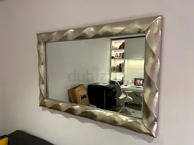 Modern Silver Textured Frame Wall Mirror