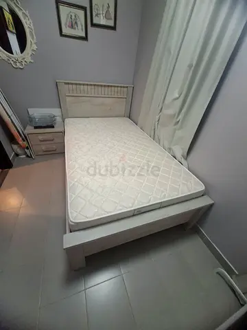 Single Bed with Mattress and Side Table