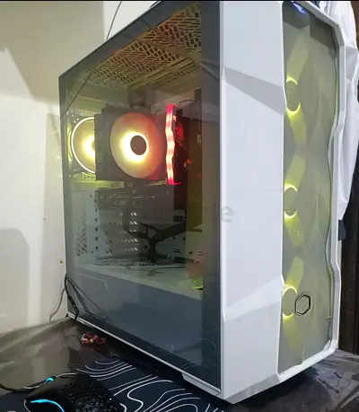 Gaming Desktop PC with RGB Cooler in White Mid-Tower Case