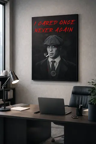 Framed Peaky Blinders-style Wall Art and others – 'I Cared Once Never Again' Poster