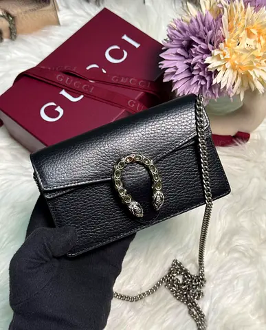 Black Gucci Dionysus leather mini shoulder bag with chain