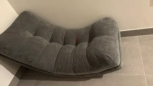 Gray Plush Floor Lounger / Futon Sofa - Good Condition