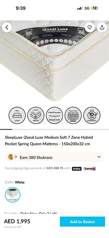 SleepLuxe iZonal Luxe Queen Mattress 150x200cm