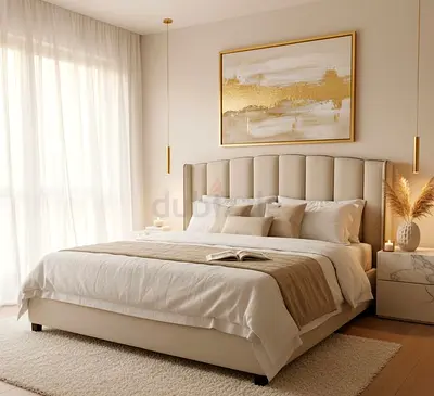 Modern Upholstered Bed Frame with Fluted Headboard