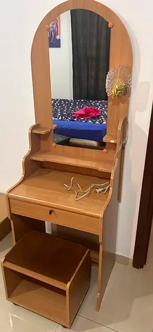 Wooden dressing table with mirror and stool - very good condition