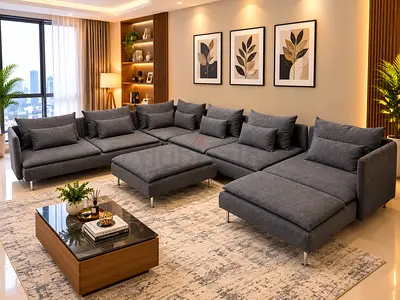 Large U-Shape Living Room Sofa
Comfortable and stylish sectional sofa with corner seating and ottoma