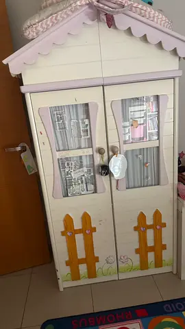 Children's Wooden Wardrobe with Playhouse Design - Good Condition