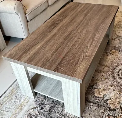 Wood Effect Rectangular Coffee Table with Lower Shelf - Light Oak