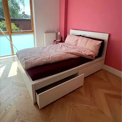Ikea Queen size bed with mattress and storage drawers