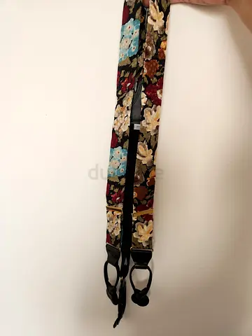 Vintage Pelican USA 100% Silk Floral Suspenders / Braces