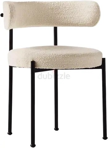🇬🇧 BOUCLE, BEAUTIFUL & CONTEMPORARY dining chair with black metal frame x2 RRP: 500 AED
