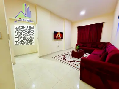 Cleanly furnished 1-bedroom apartment in Al Rashidiya 3, Ajman, with balcony and central AC, behind Etihad Center, near Amina Hospital and Lulu Center