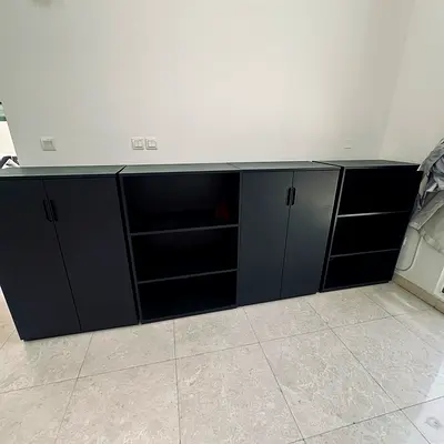 Set of 4 Black Modular Storage Cabinets / Shelves - Good Condition