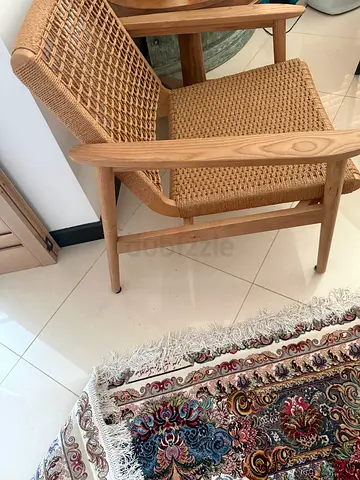 Handwoven Rattan Seat Wooden Dining Chair - Light Oak Finish